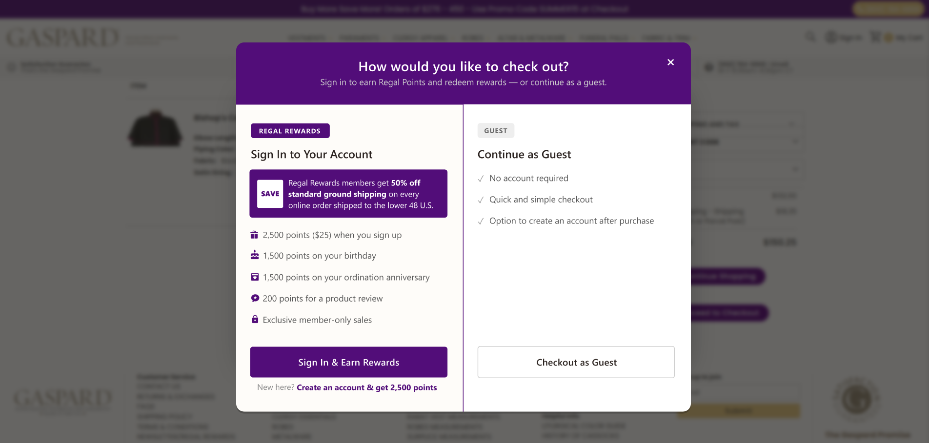 Checkout modal pop-up Mockup